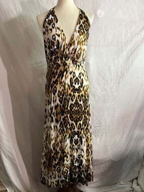 Seven7 Luxe Leopard Print Halter Neck Maxi Dress Size 18/20